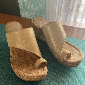 Donald J. Pliner Metallic Gold Wedge Sandals